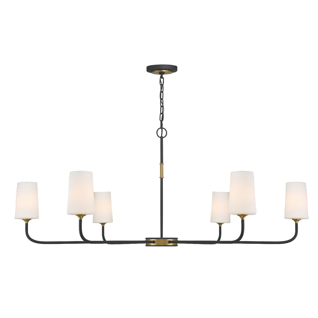 Logan 6 Light Chandelier 54", Black and Brushed Brass