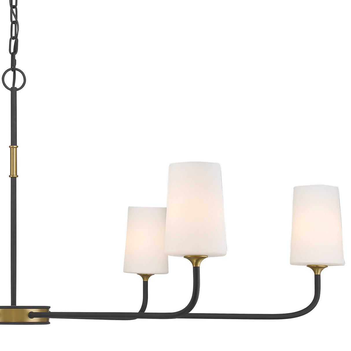 Logan 6 Light Chandelier 54", Black and Brushed Brass