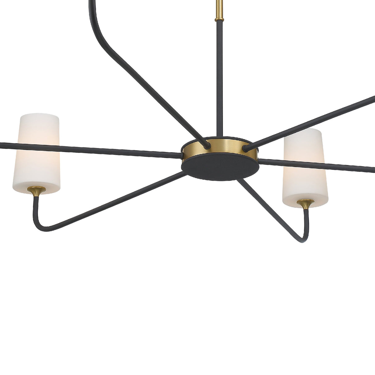 Logan 6 Light Chandelier 54", Black and Brushed Brass
