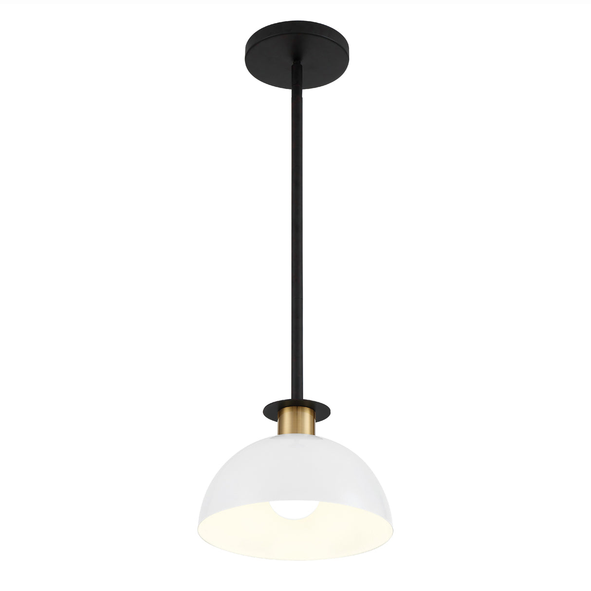 Remy Small Pendant 10", White, Black and Brass