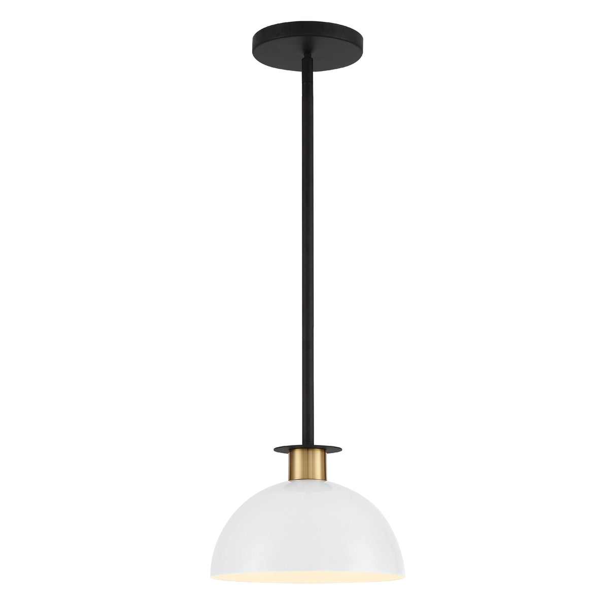 Remy Small Pendant 10", White, Black and Brass