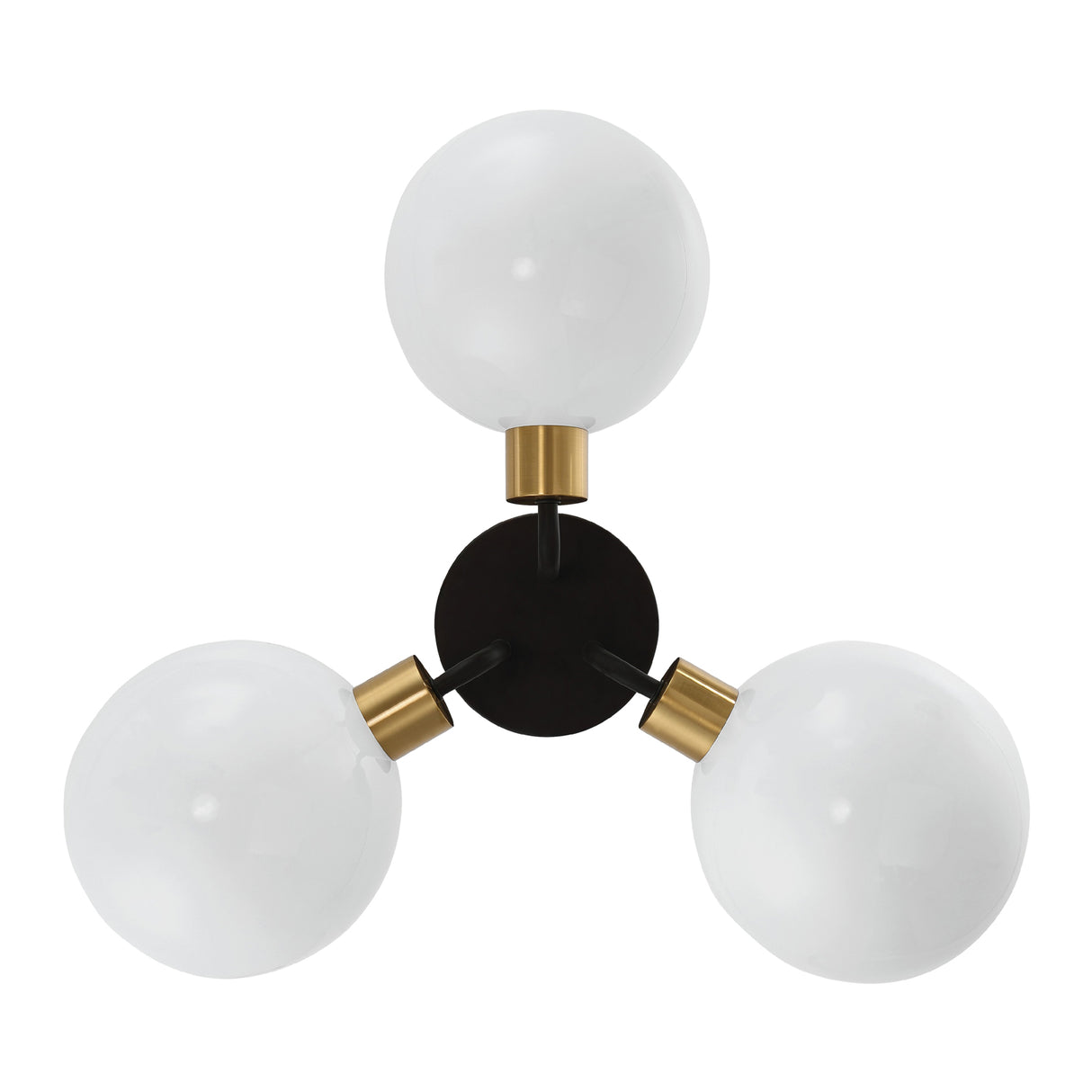 Remy 3 Light Semi-Flush, White, Black and Brass