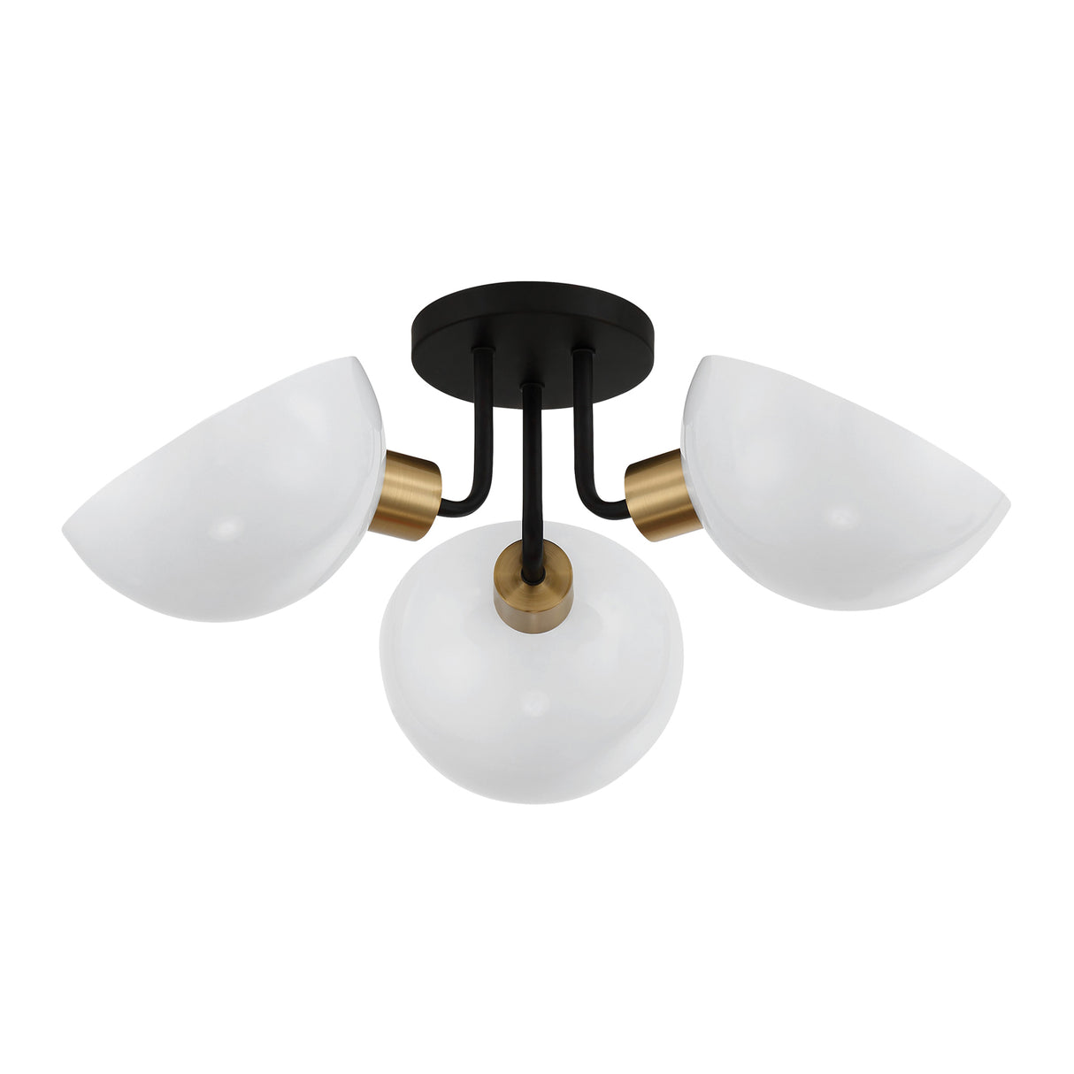 Remy 3 Light Semi-Flush, White, Black and Brass