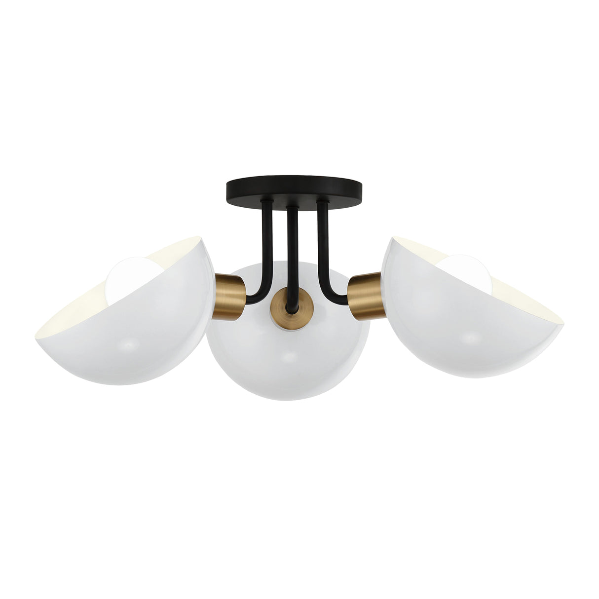 Remy 3 Light Semi-Flush, White, Black and Brass