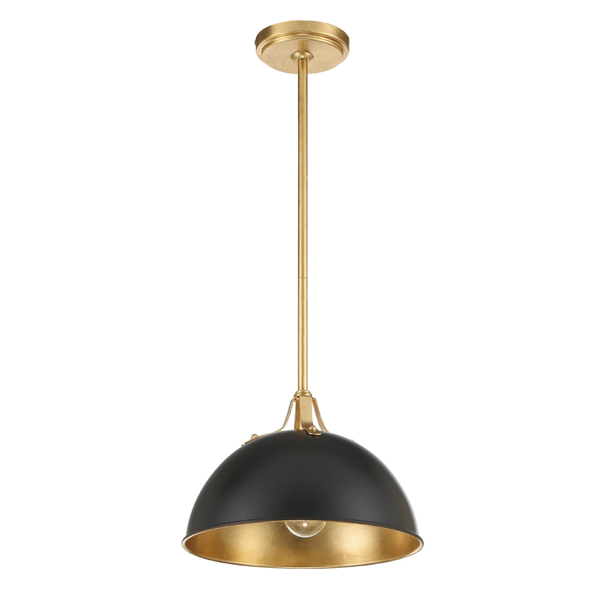 Grant Small Pendant 12", Black and Antique Gold