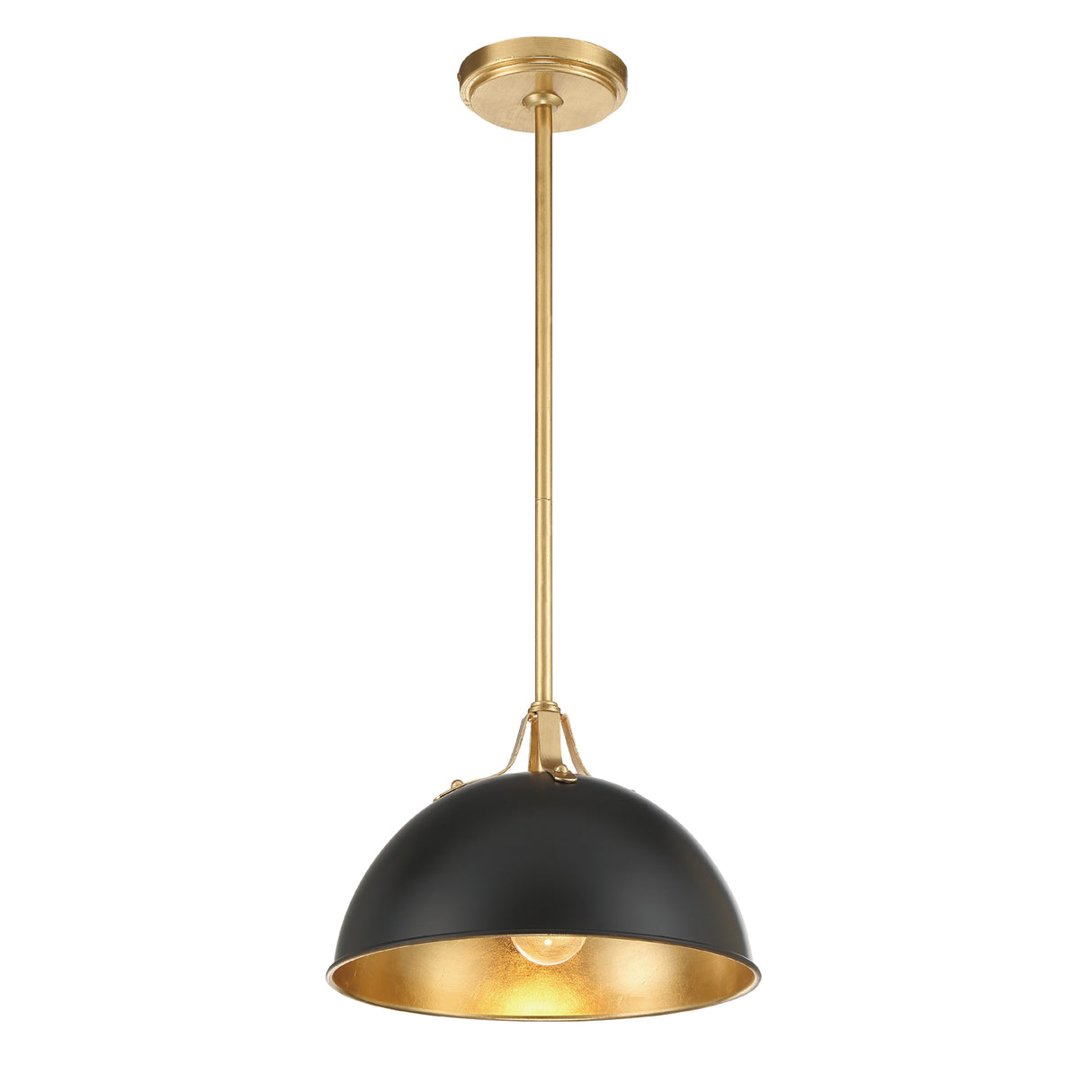 Grant Small Pendant 12", Black and Antique Gold