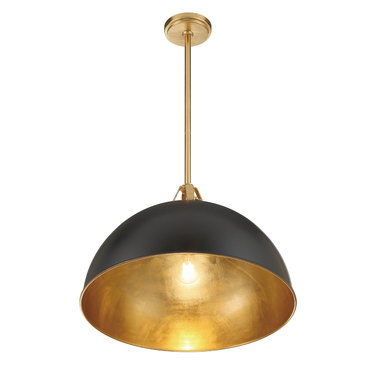 Grant Large Pendant 20", Black and Antique Gold