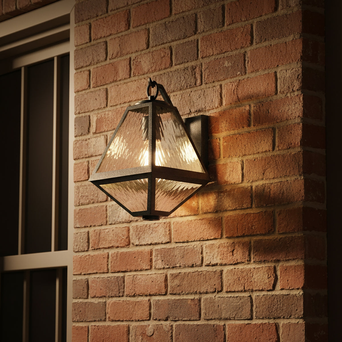 Emmett Outdoor Wall Light, Small 13" Black Charcoal for Transitional home with Red Brick