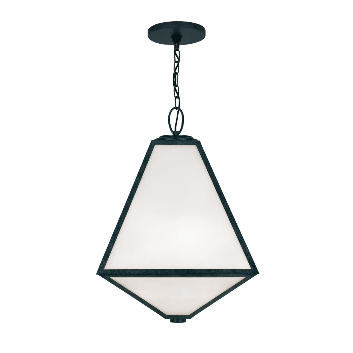 Emmett Outdoor Hanging Light, Black Charcoal and Opal Glass