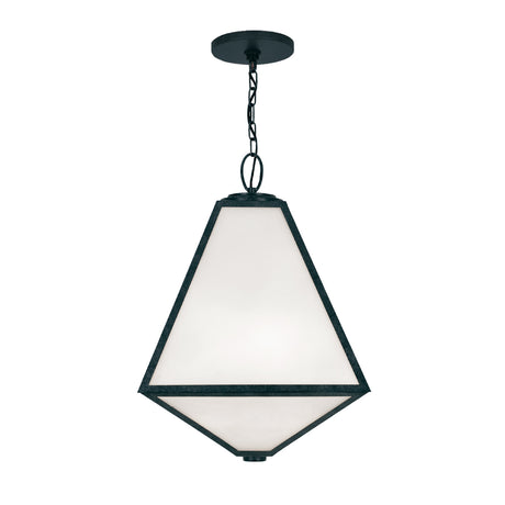 Emmett Outdoor Hanging Light, Black Charcoal and Opal Glass