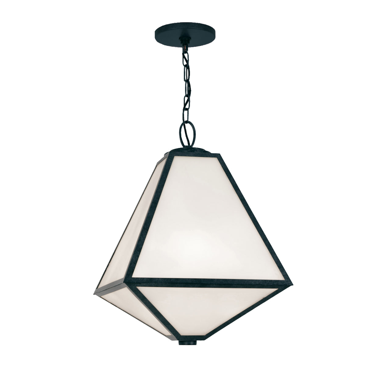 Emmett Outdoor Hanging Light, Black Charcoal and Opal Glass