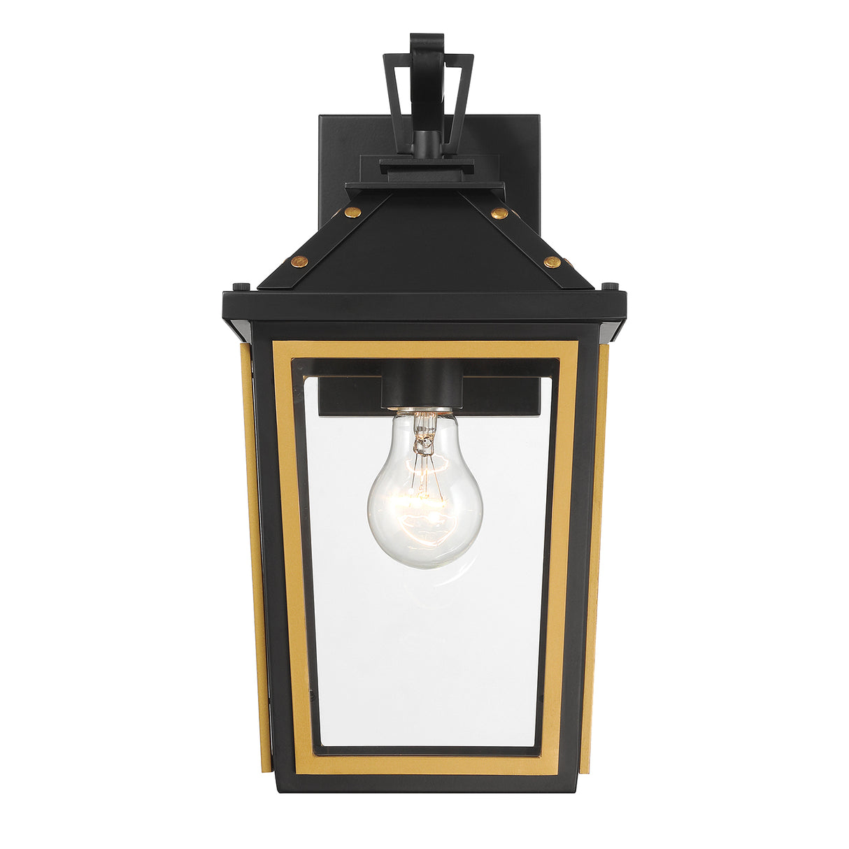 Ellington Outdoor Wall Light, Small 14" Black and Textured Gold