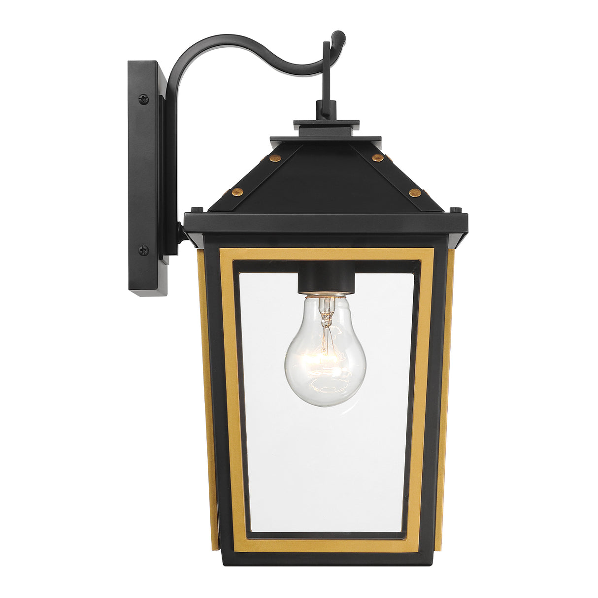 Ellington Outdoor Wall Light, Small 14" Black and Textured Gold
