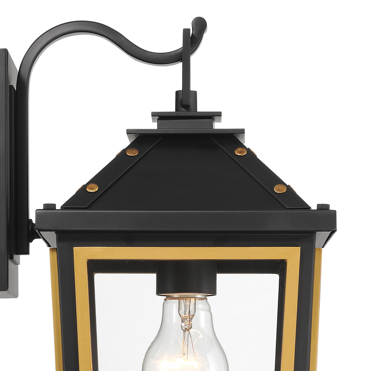 Ellington Outdoor Wall Light, Small 14" Black and Textured Gold