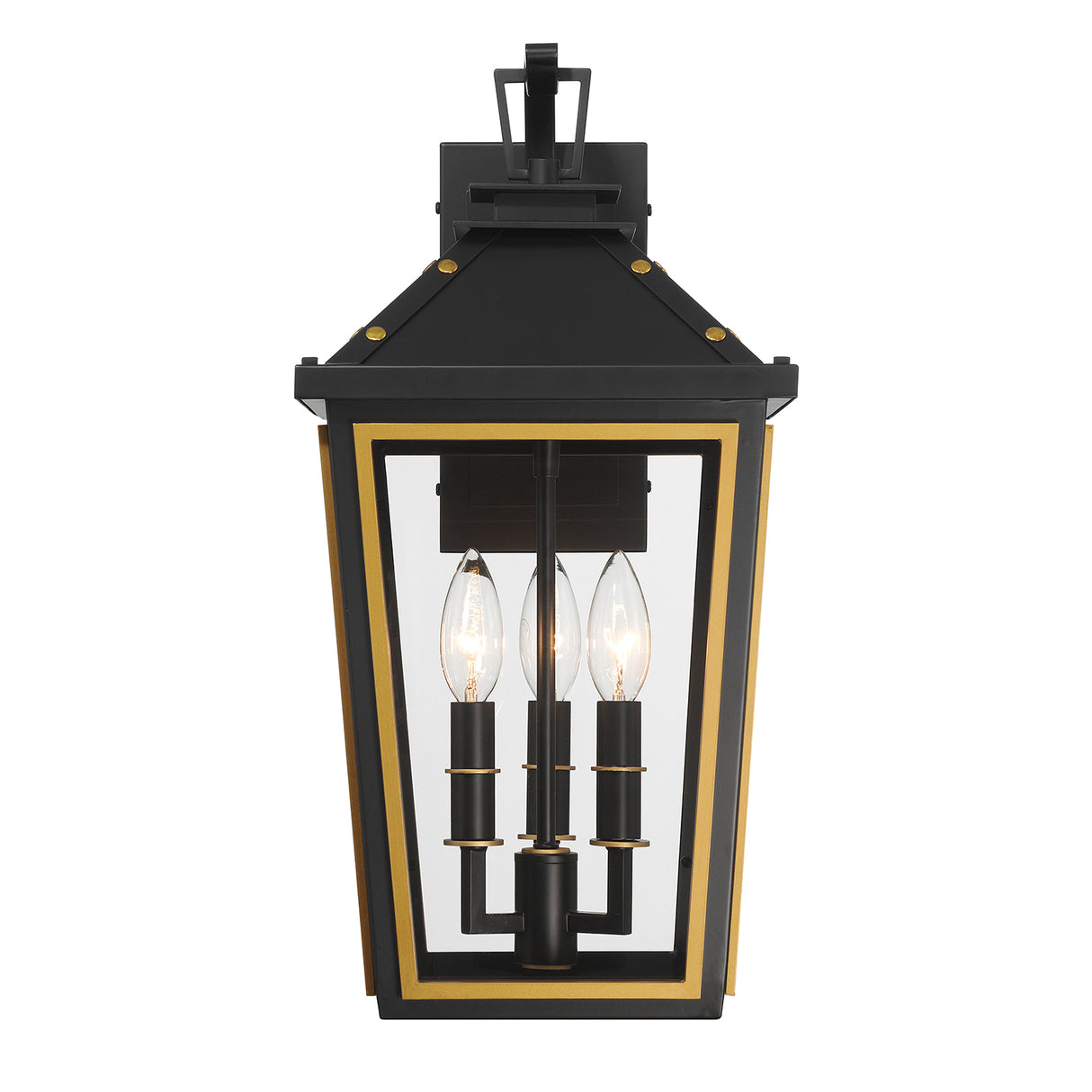 Ellington Outdoor Wall Light, Medium 19" Black and Textured Gold