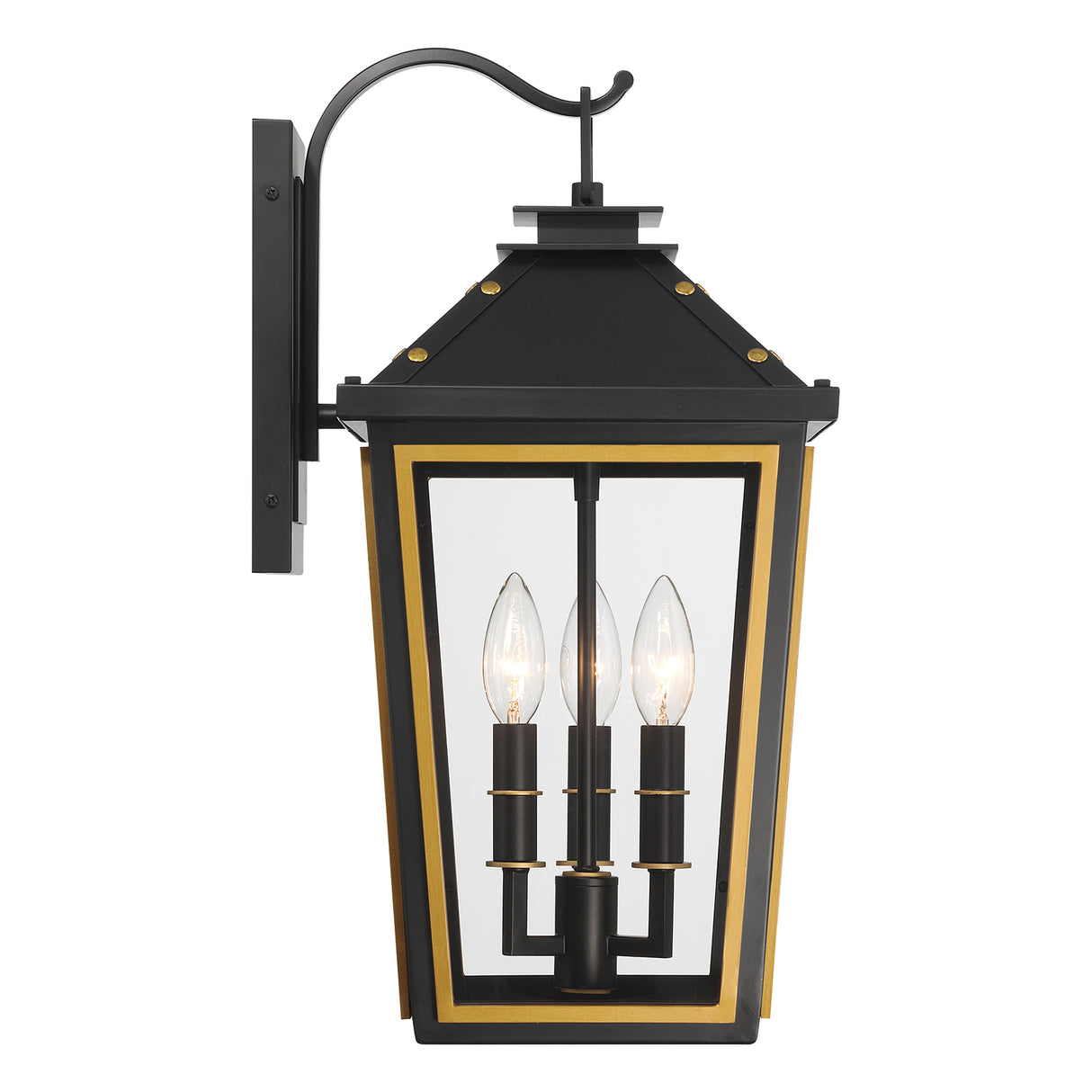 Ellington Outdoor Wall Light, Medium 19" Black and Textured Gold