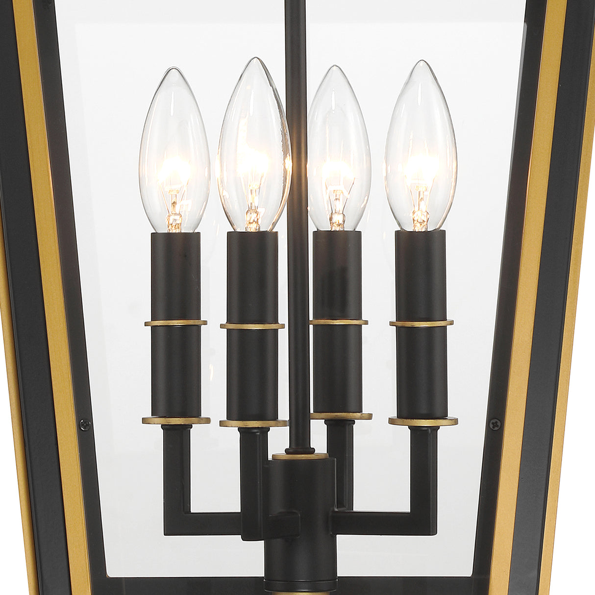 Ellington Outdoor Hanging Light, Black and Textured Gold