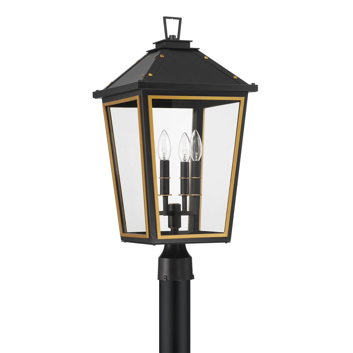 Ellington Outdoor Post Light 25", Black and Textured Gold
