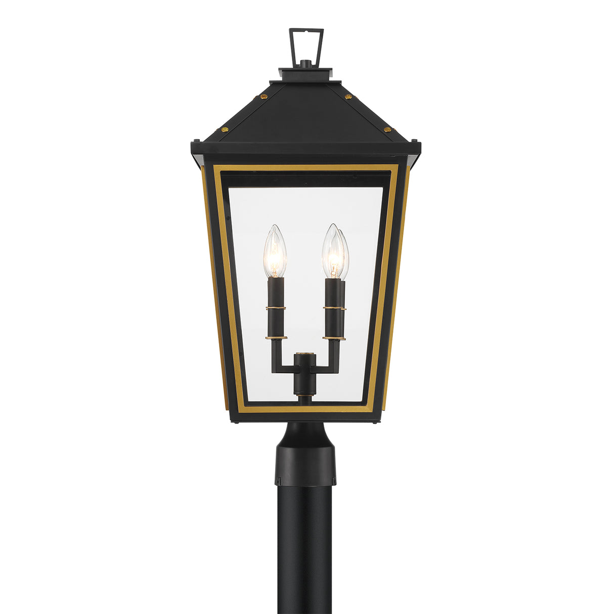 Ellington Outdoor Post Light 25", Black and Textured Gold