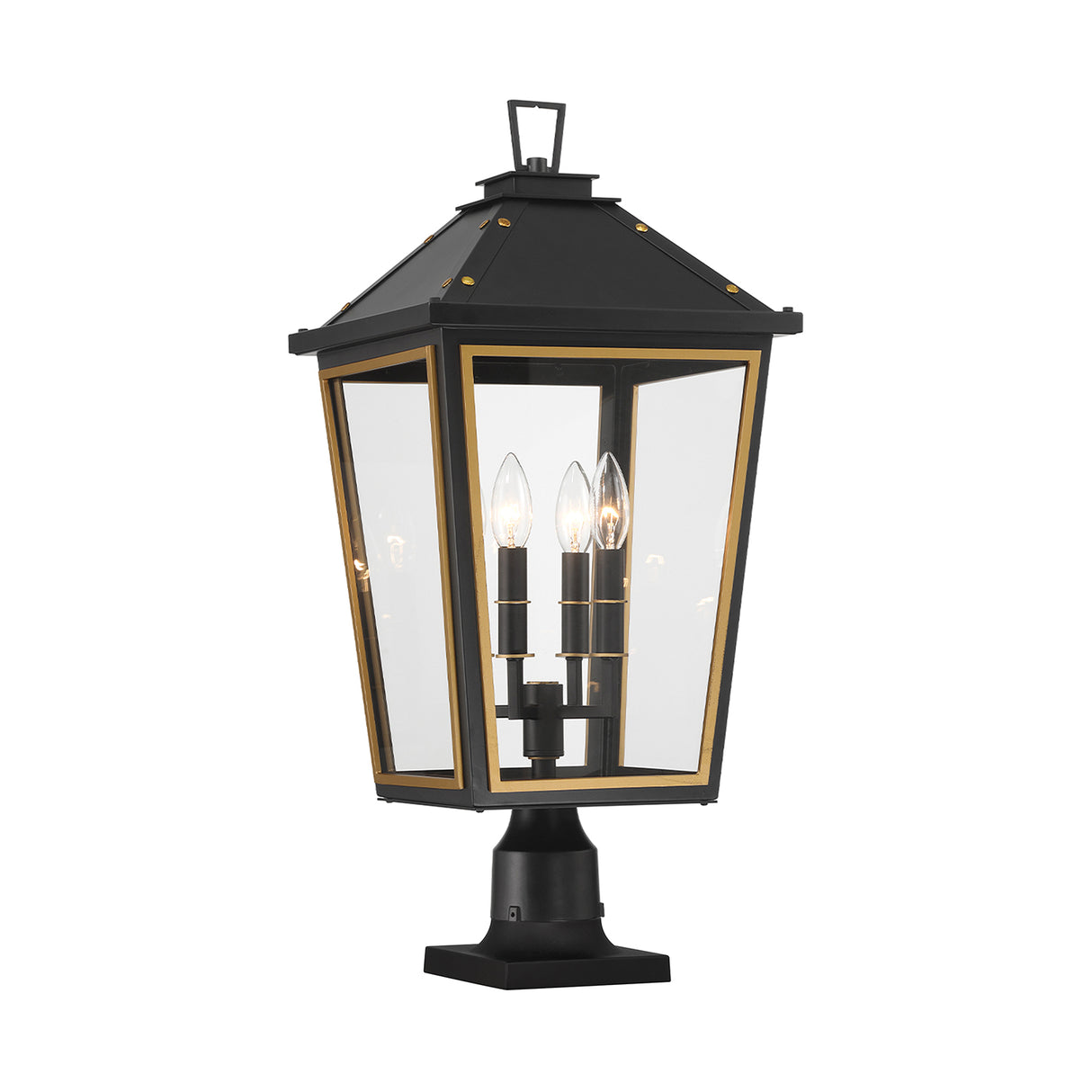 Ellington Outdoor Post Light 25", Black and Textured Gold