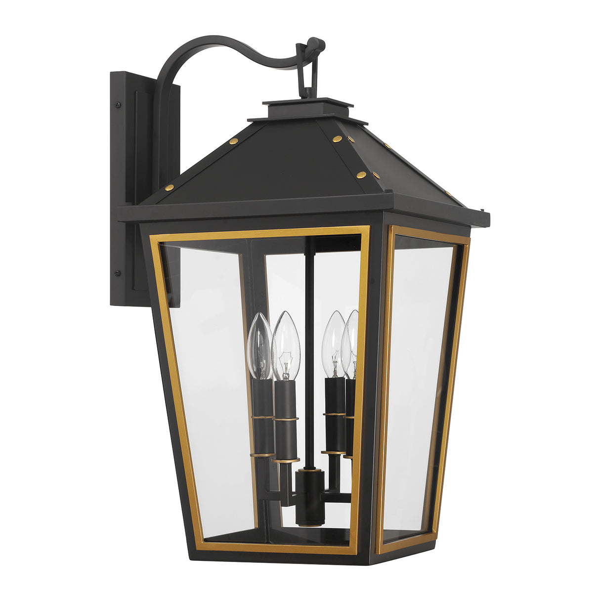 Ellington Outdoor Wall Light, Large 22" Black and Textured Gold