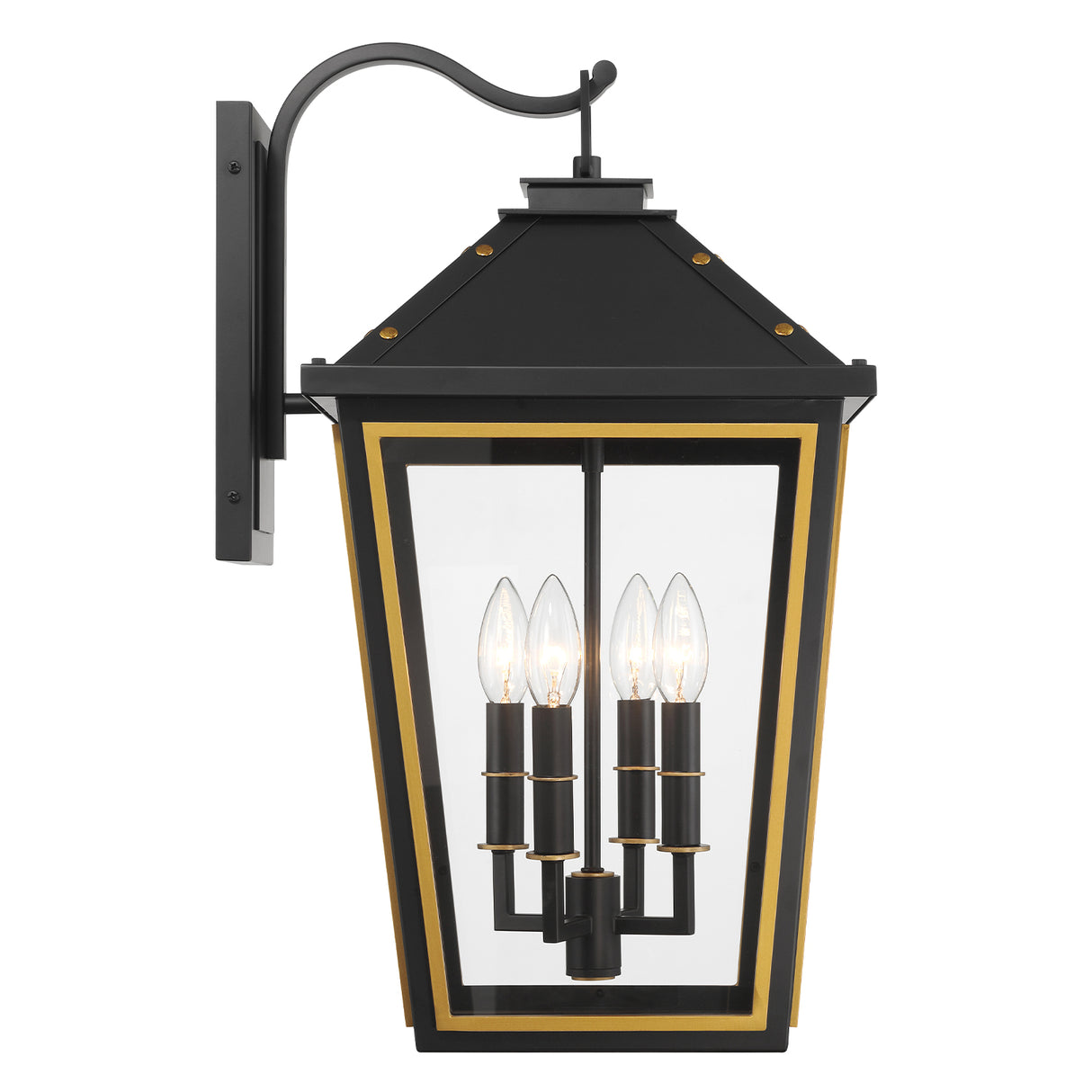 Ellington Outdoor Wall Light, Large 22" Black and Textured Gold