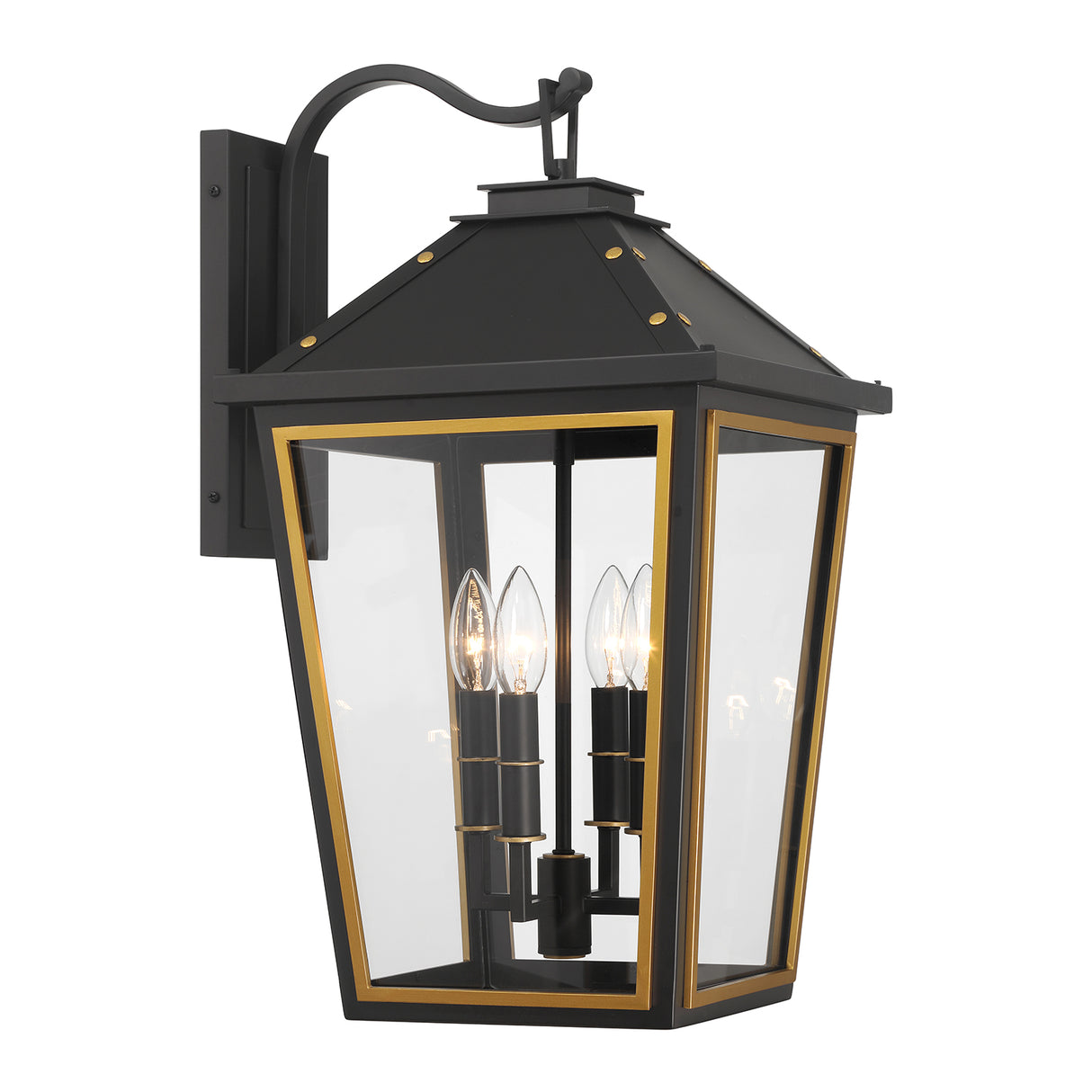 Ellington Outdoor Wall Light, Large 22" Black and Textured Gold