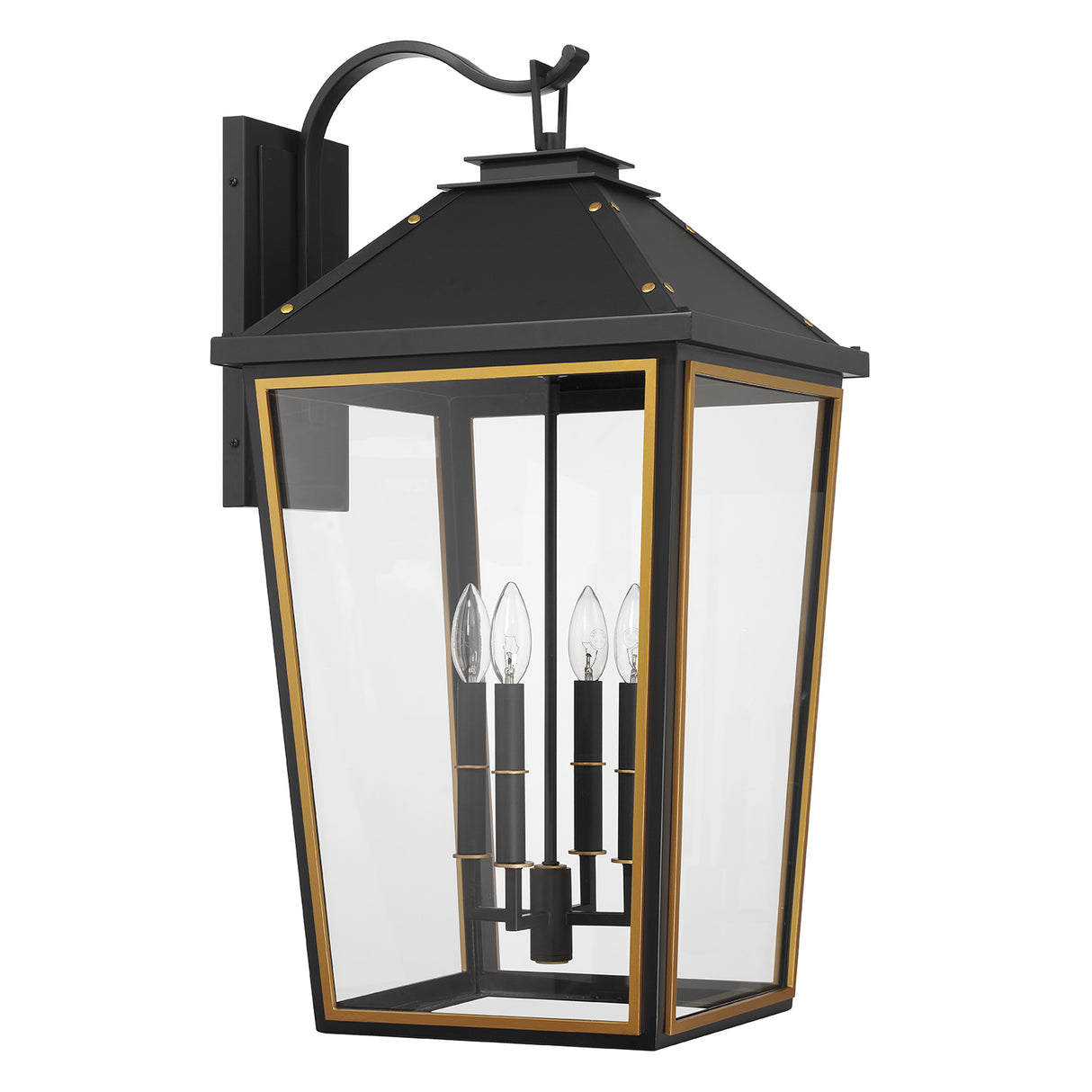 Ellington Outdoor Wall Light, Extra Large 30" Black and Textured Gold