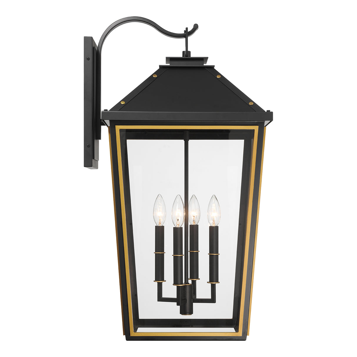Ellington Outdoor Wall Light, Extra Large 30" Black and Textured Gold
