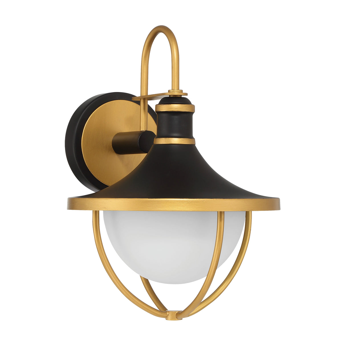 Tobin Outdoor Wall Light, Small 13" Black and Textured Gold