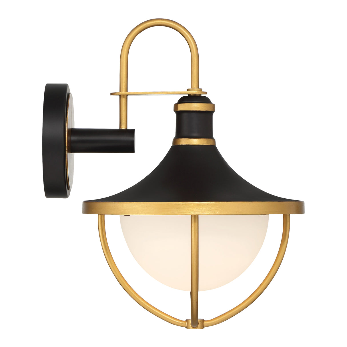 Tobin Outdoor Wall Light, Small 13" Black and Textured Gold