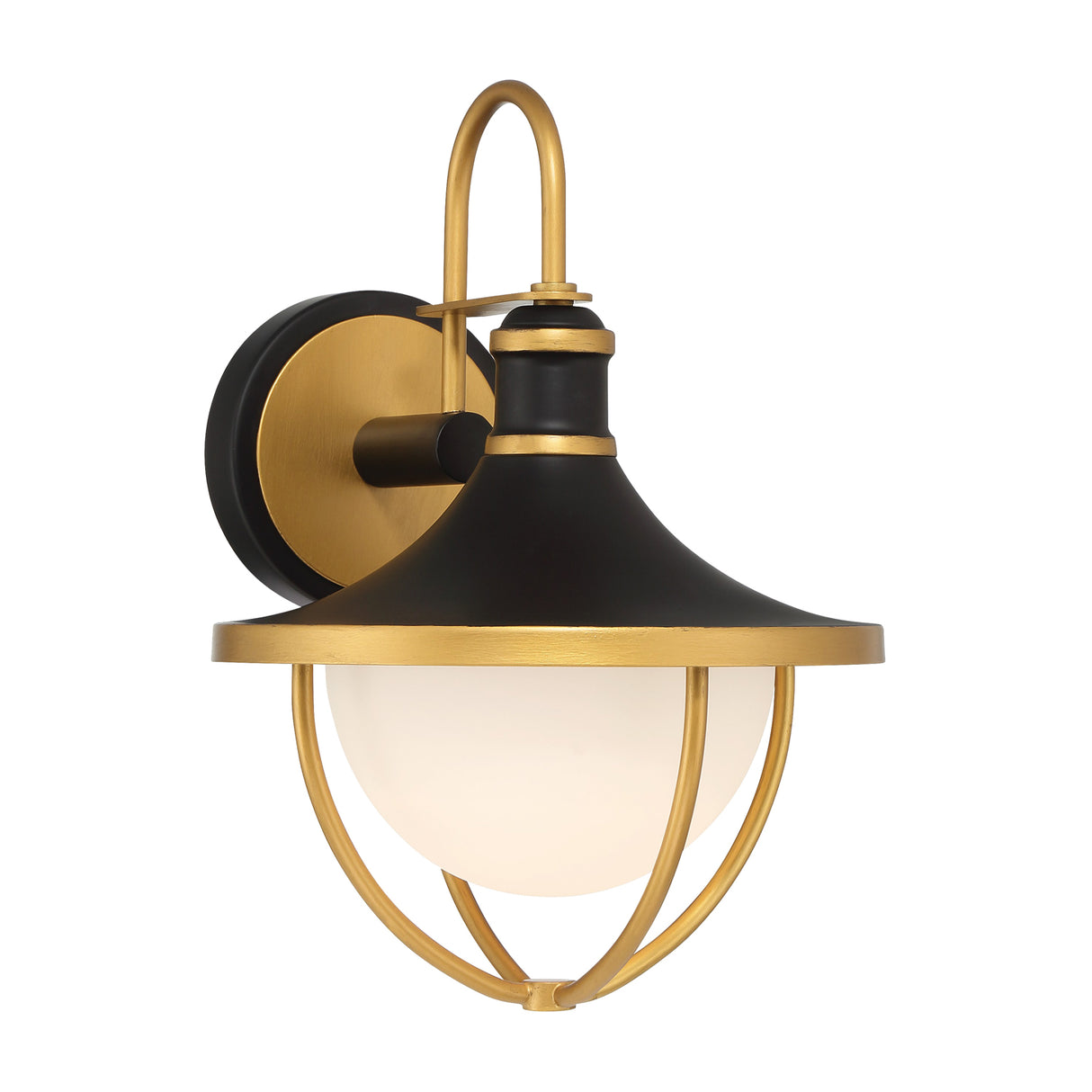 Tobin Outdoor Wall Light, Small 13" Black and Textured Gold