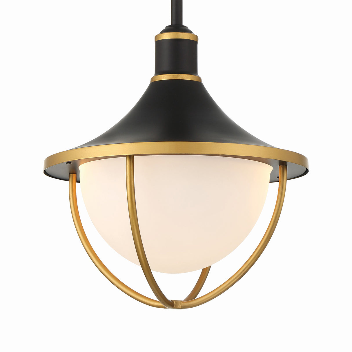 Tobin Outdoor Pendant Light 16", Black and Textured Gold