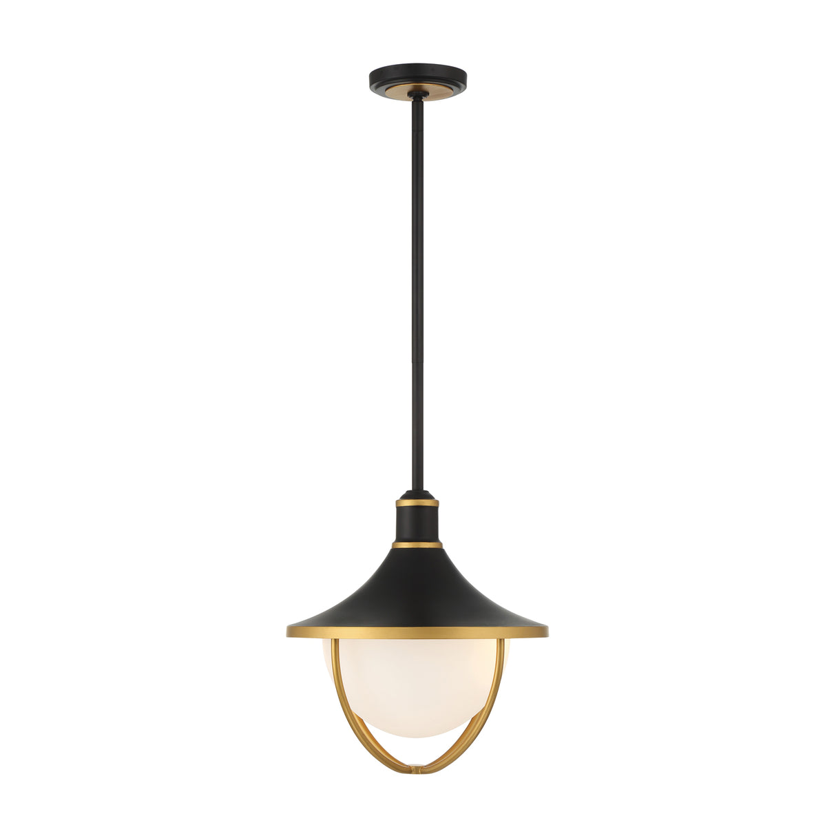 Tobin Outdoor Pendant Light 16", Black and Textured Gold