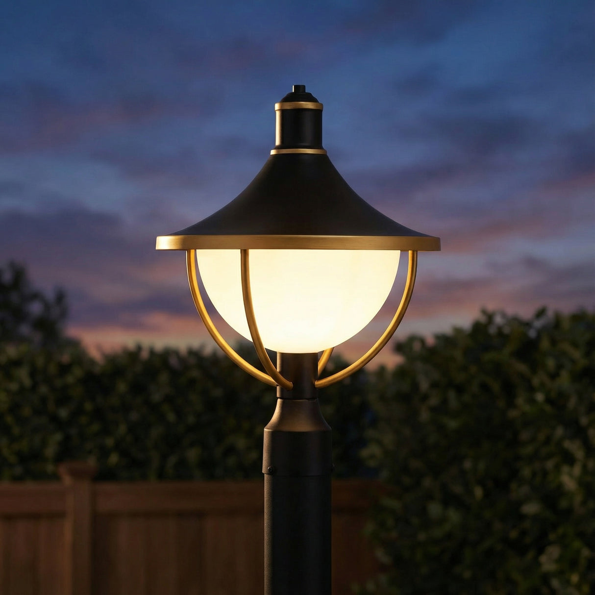 Tobin Outdoor Post Light 18", Black and Textured Gold for Transitional home with Dark Gray Post