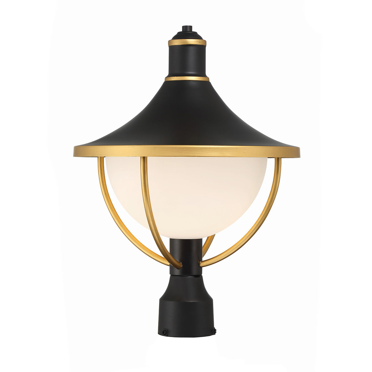 Tobin Outdoor Post Light, Medium 18", Black and Textured Gold