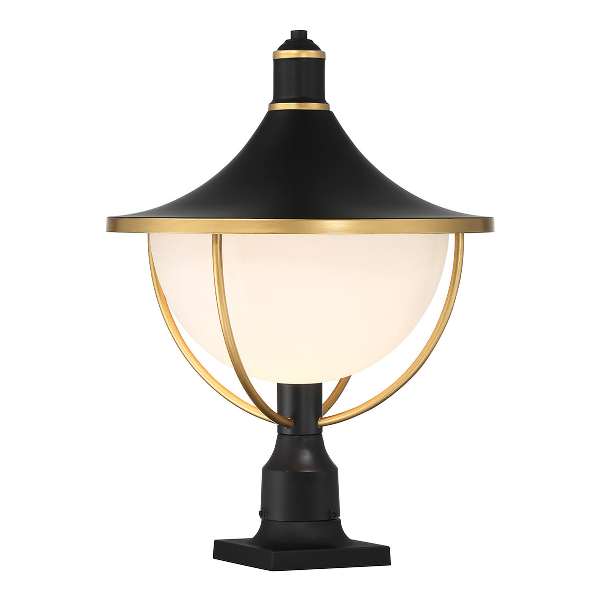 Tobin Outdoor Post Light 21", Black and Textured Gold