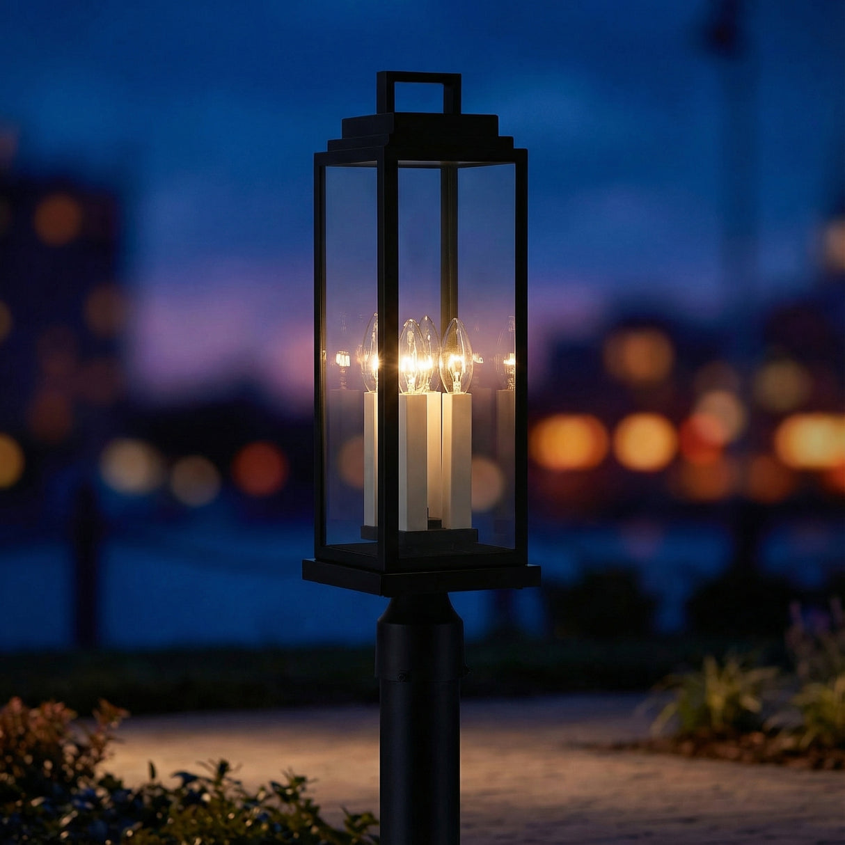 Easton Outdoor Post Light, Black for Modern Farmhouse home with Dark Siding