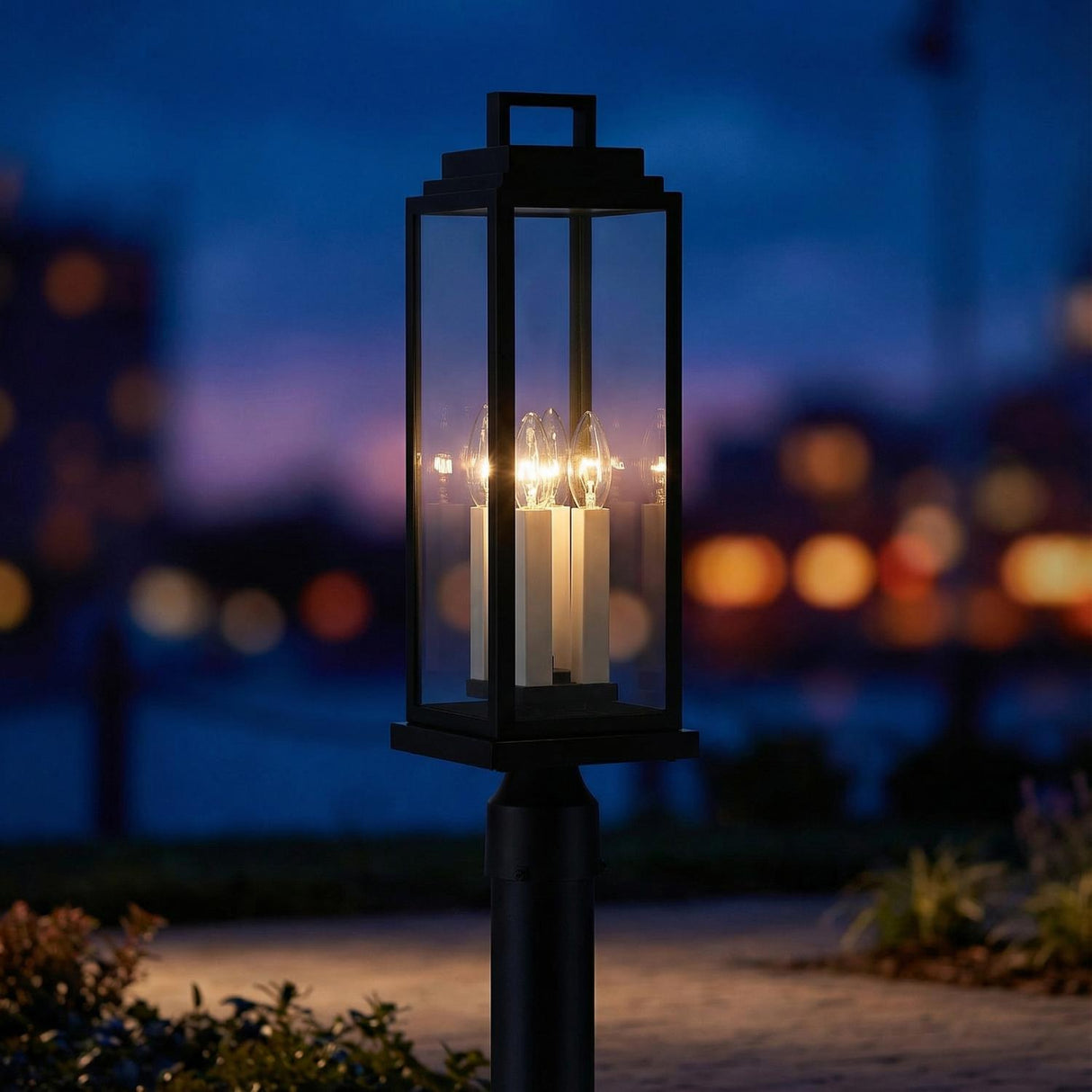 Easton Outdoor Post Light, Black for Modern Farmhouse home with Dark Siding