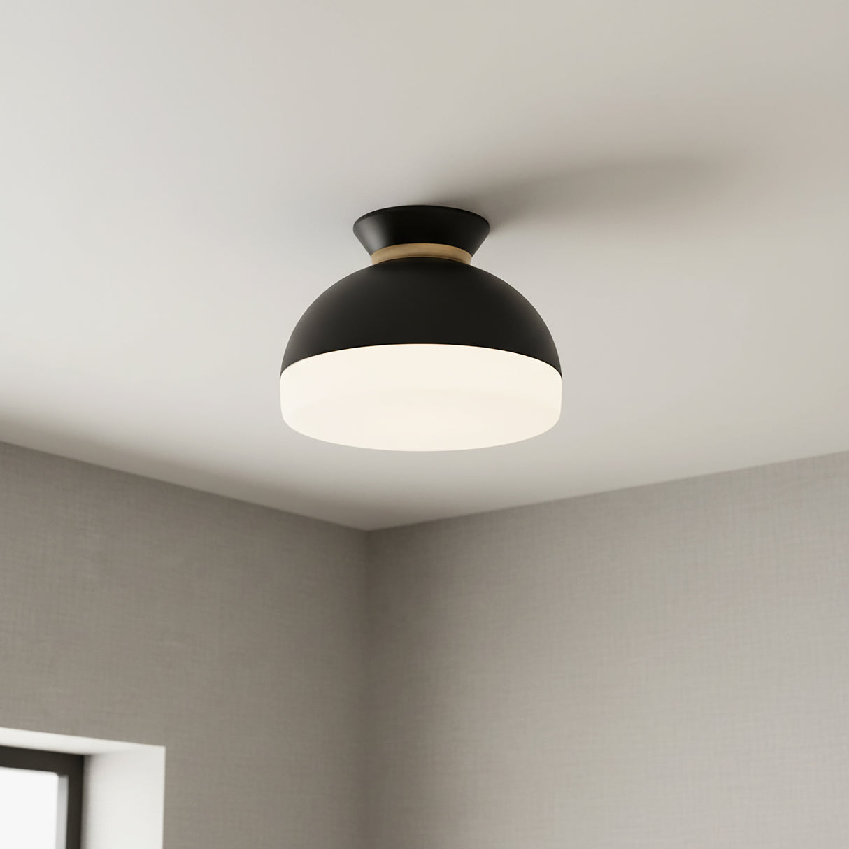 Elody Flush Mount 10, Matte Black and Brass for Modern home with Gray walls