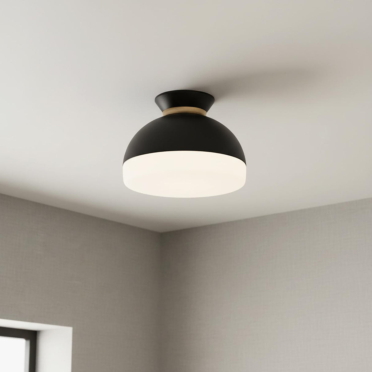 Elody Small Flush Mount 10", Matte Black and Brass