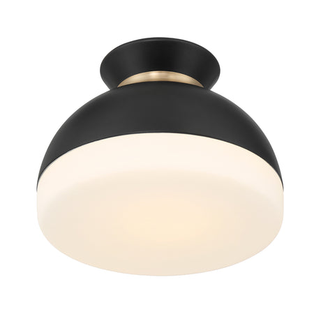 Elody Flush Mount 10", Matte Black and Brass