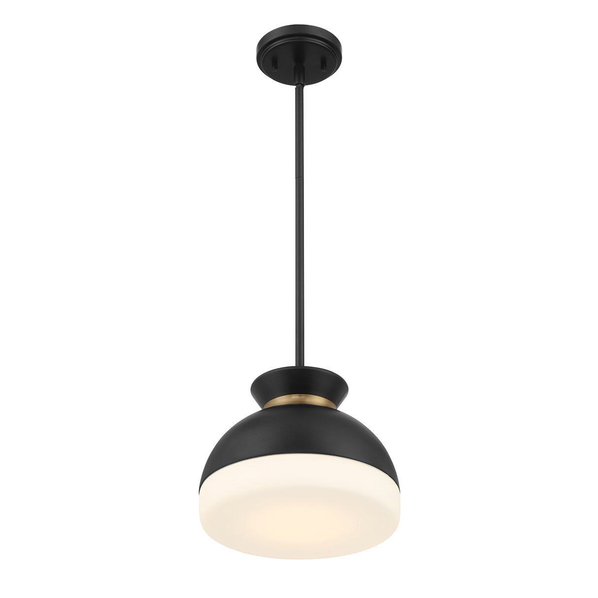 Elody Small Pendant 10", Matte Black and Brass