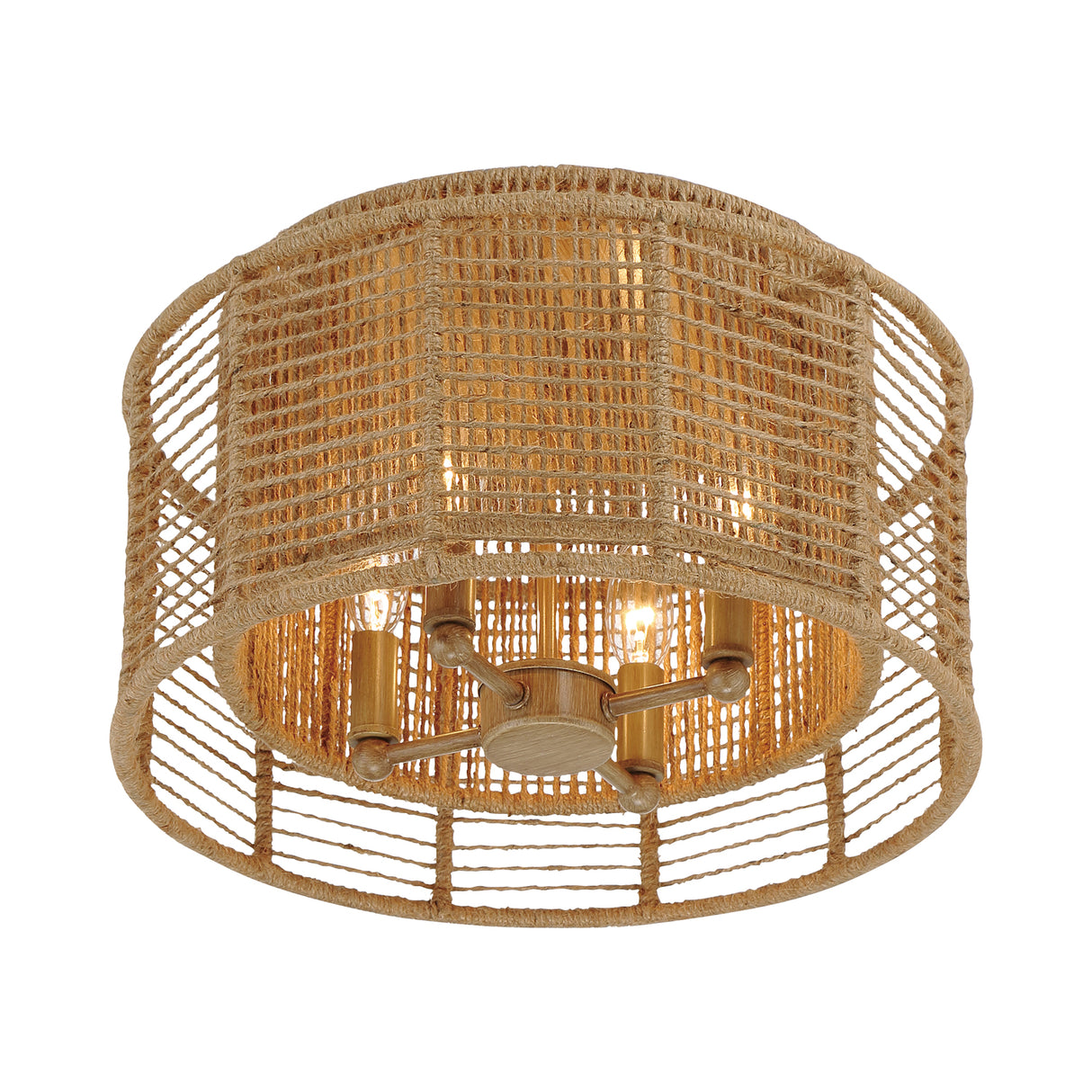 Sellah Flush Mount 15", Jute and Satin Sand