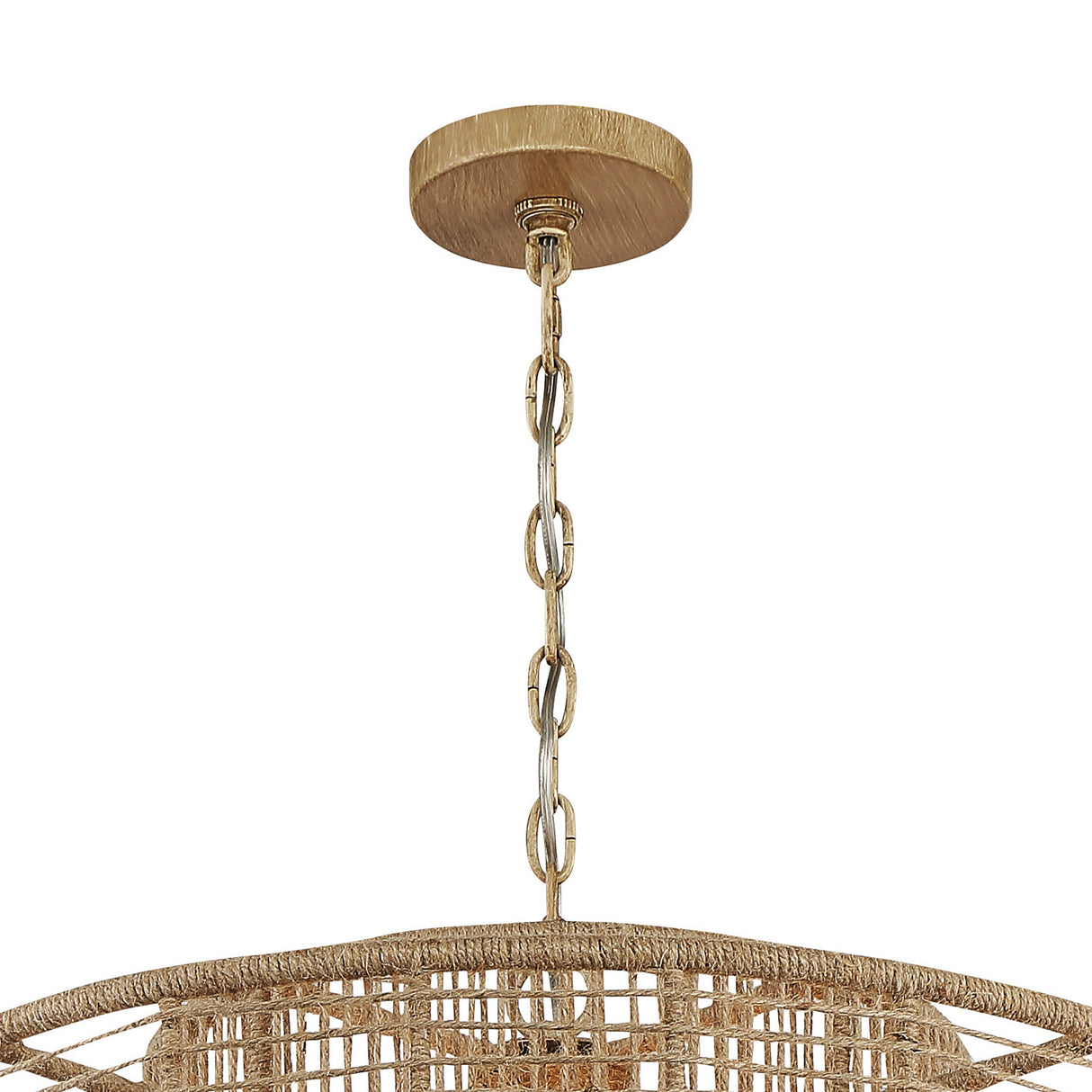 Sellah 4 Light Chandelier 25", Jute and Satin Sand