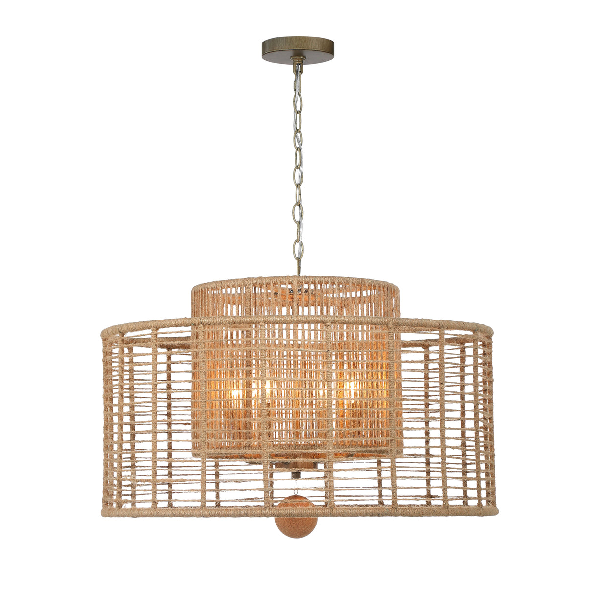 Sellah 4 Light Pendant 25", Jute and Satin Sand