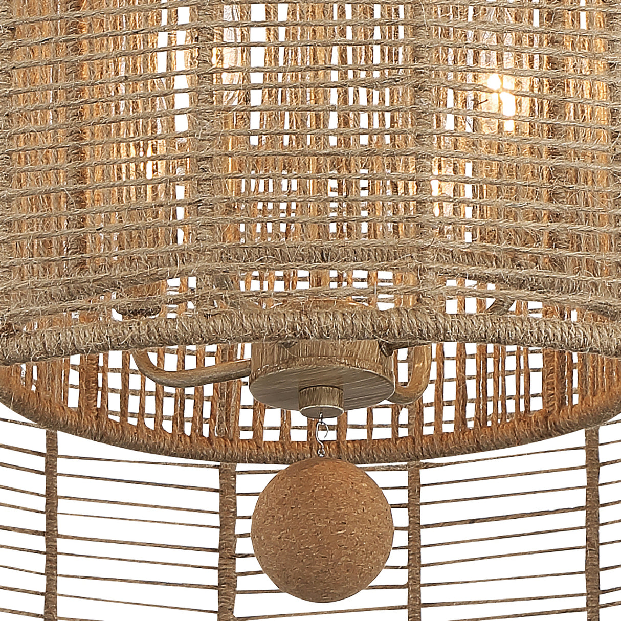 Sellah 4 Light Chandelier 25", Jute and Satin Sand