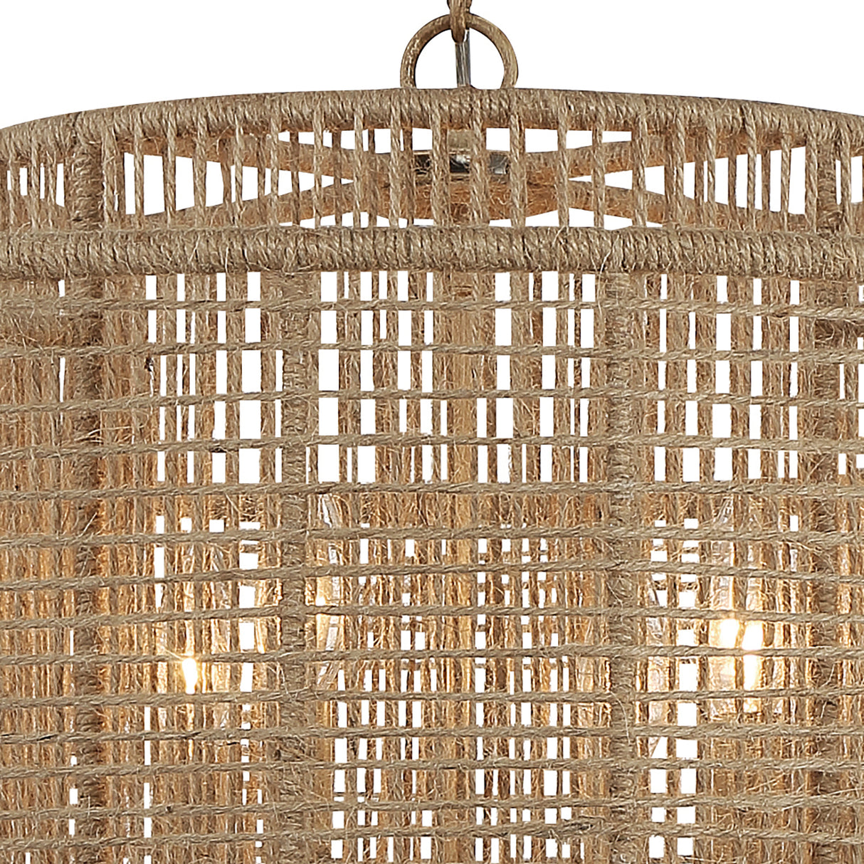 Sellah 4 Light Chandelier 25", Jute and Satin Sand