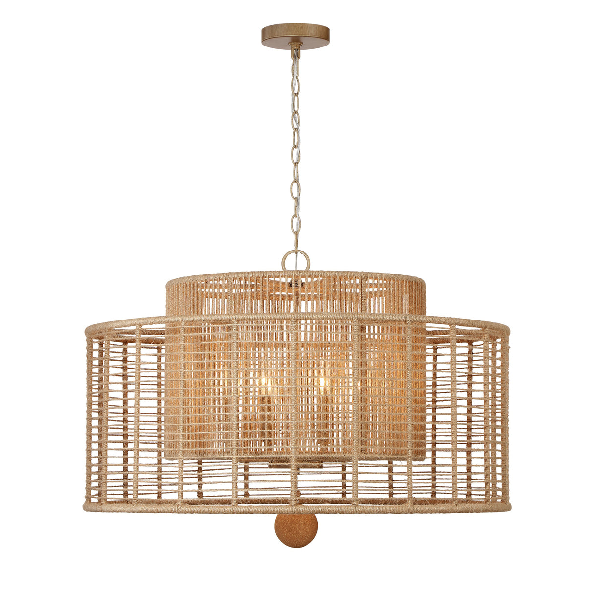 Sellah 8 Light Chandelier 31", Jute and Satin Sand