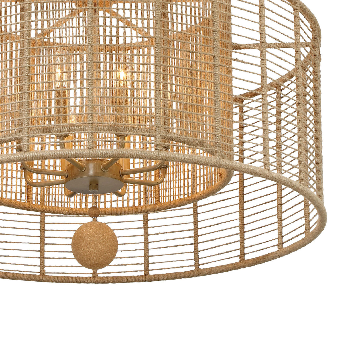 Sellah 8 Light Chandelier 31", Jute and Satin Sand